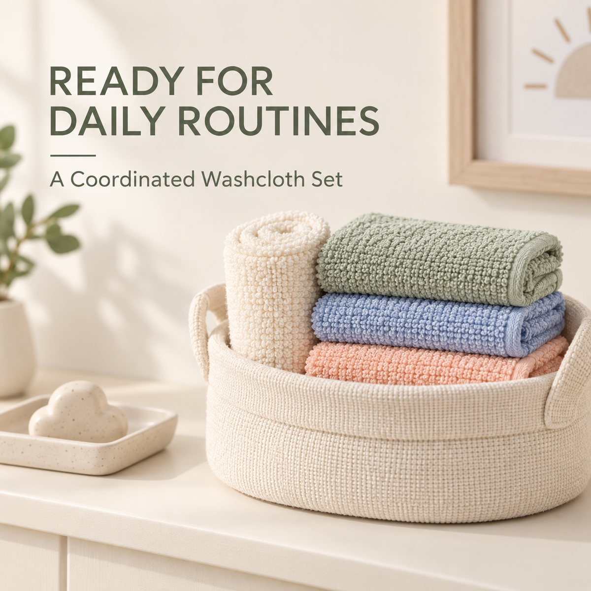 Skinkfine Pastel Baby Washcloths – Six-Piece Terry-Textured Cloth Set