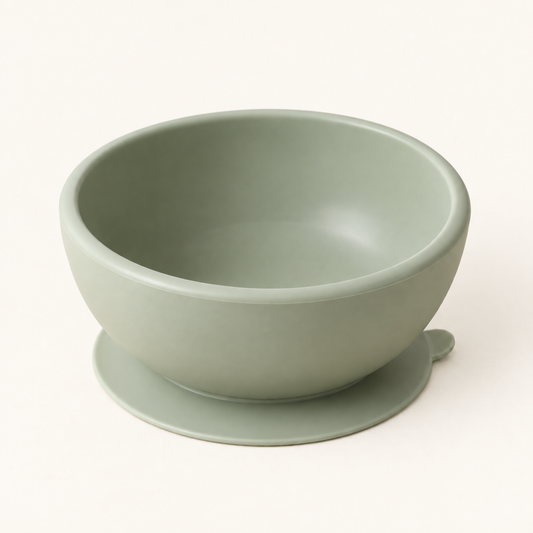 Skinkfine Sage Green Suction Bowl – Rounded Mealtime Bowl with Release Tab