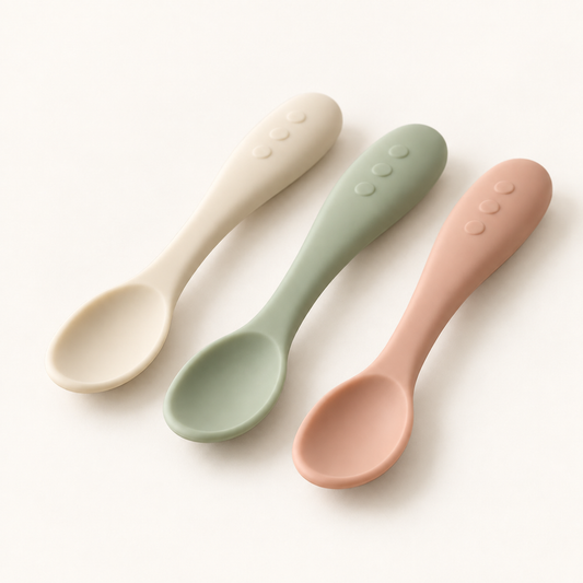 Skinkfine Pastel Baby Feeding Spoons – Three-Piece Mealtime Spoon Set