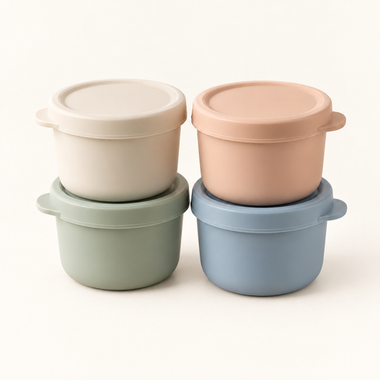 Skinkfine Pastel Lidded Containers – Four-Piece Stackable Mealtime Set