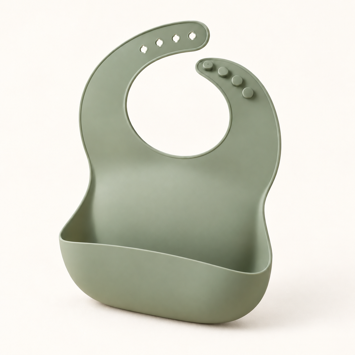 Skinkfine Sage Green Adjustable Feeding Bib – Bib with Wide Catching Pocket