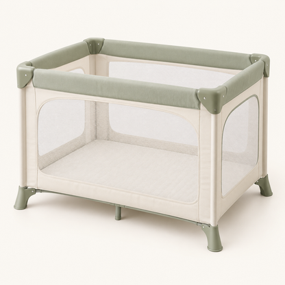 Skinkfine Cream and Sage Baby Play Yard – Mesh-Sided Activity Space