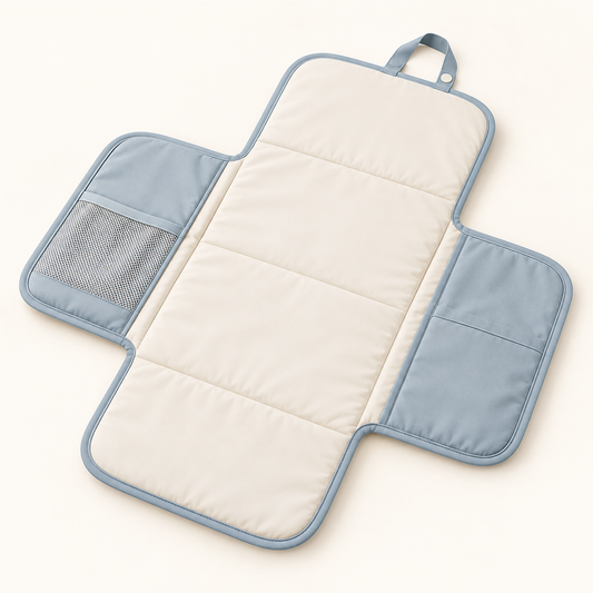Skinkfine Blue Foldable Baby Changing Mat – Travel Pad with Storage Pockets