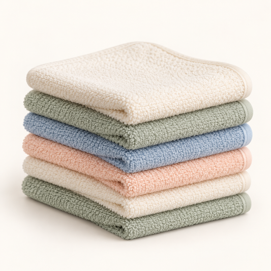 Skinkfine Pastel Baby Washcloths – Six-Piece Terry-Textured Cloth Set