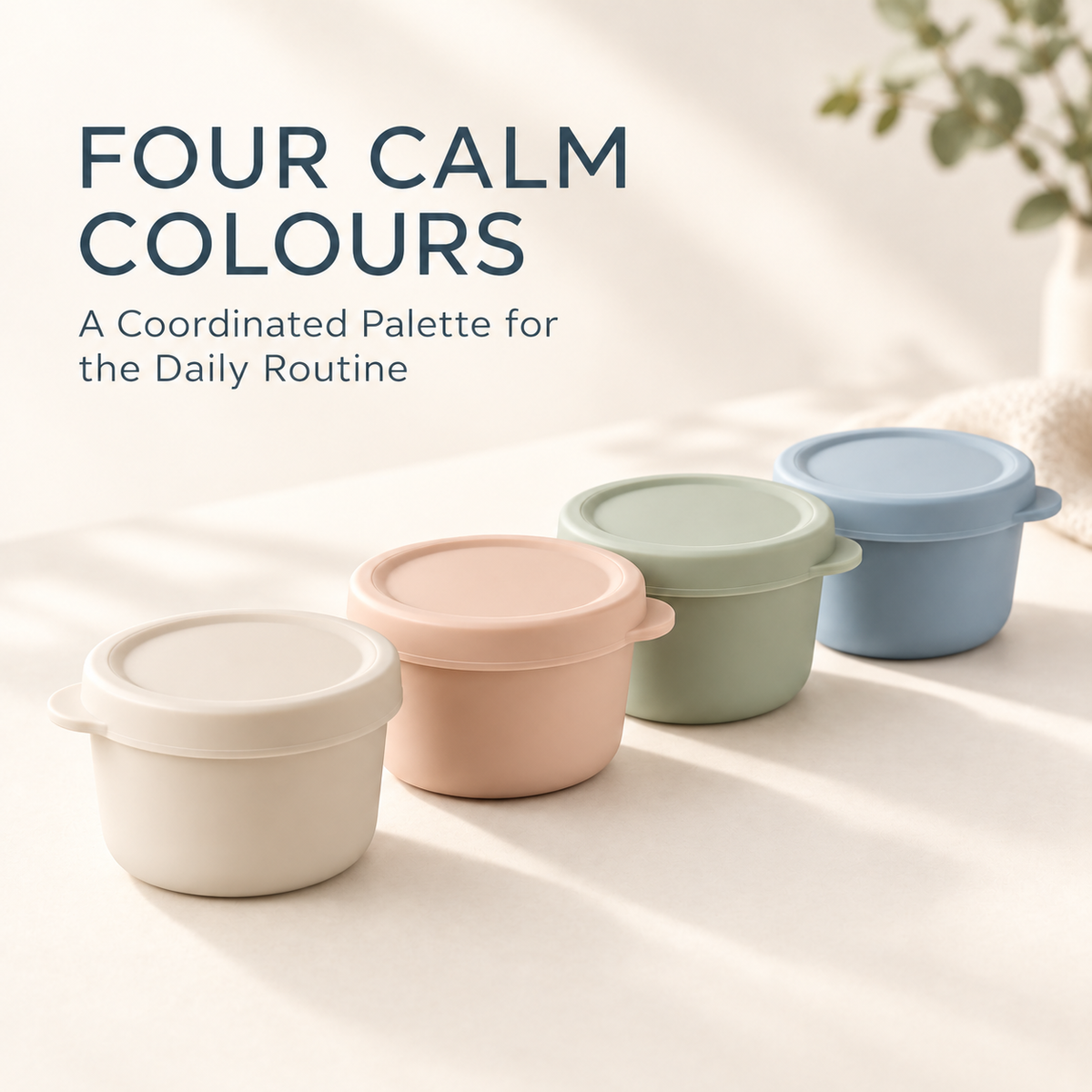 Skinkfine Pastel Lidded Containers – Four-Piece Stackable Mealtime Set