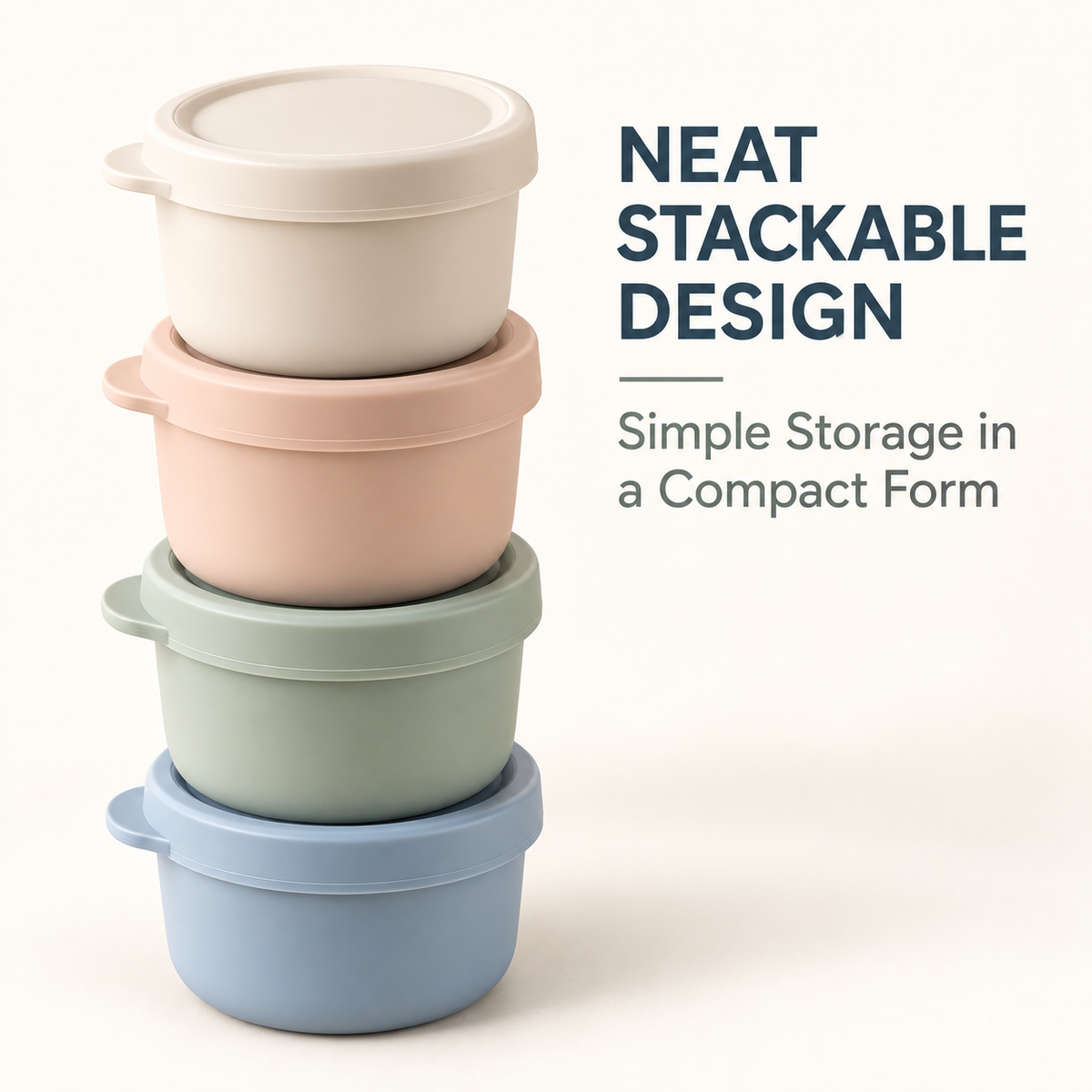 Skinkfine Pastel Lidded Containers – Four-Piece Stackable Mealtime Set