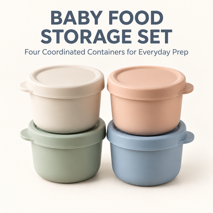 Skinkfine Pastel Lidded Containers – Four-Piece Stackable Mealtime Set