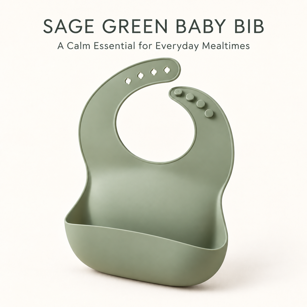 Skinkfine Sage Green Adjustable Feeding Bib – Bib with Wide Catching Pocket