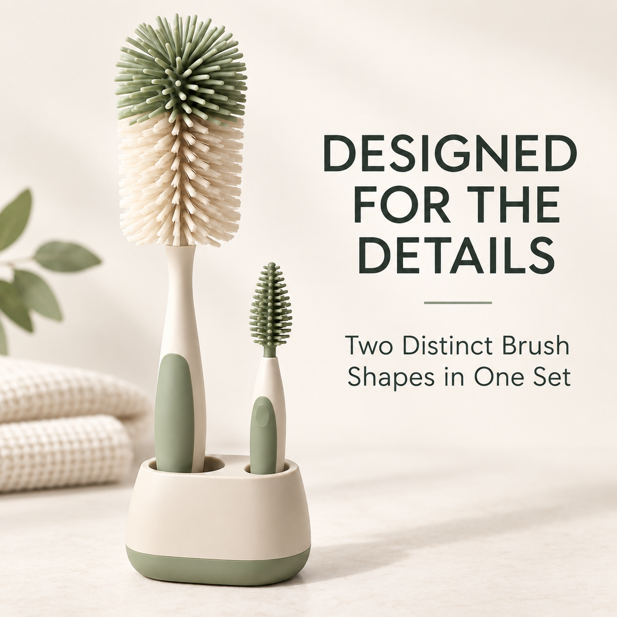 Skinkfine Bottle Cleaning Brush Set – Two-Brush Kit with Storage Stand