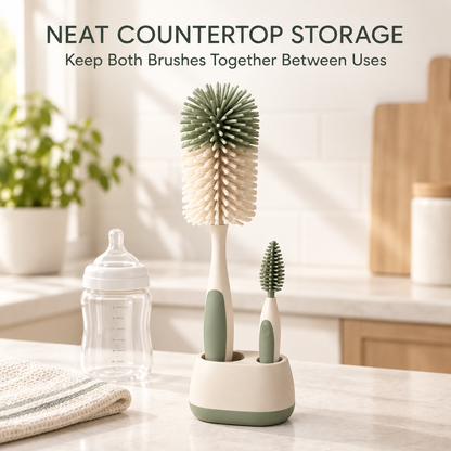 Skinkfine Bottle Cleaning Brush Set – Two-Brush Kit with Storage Stand
