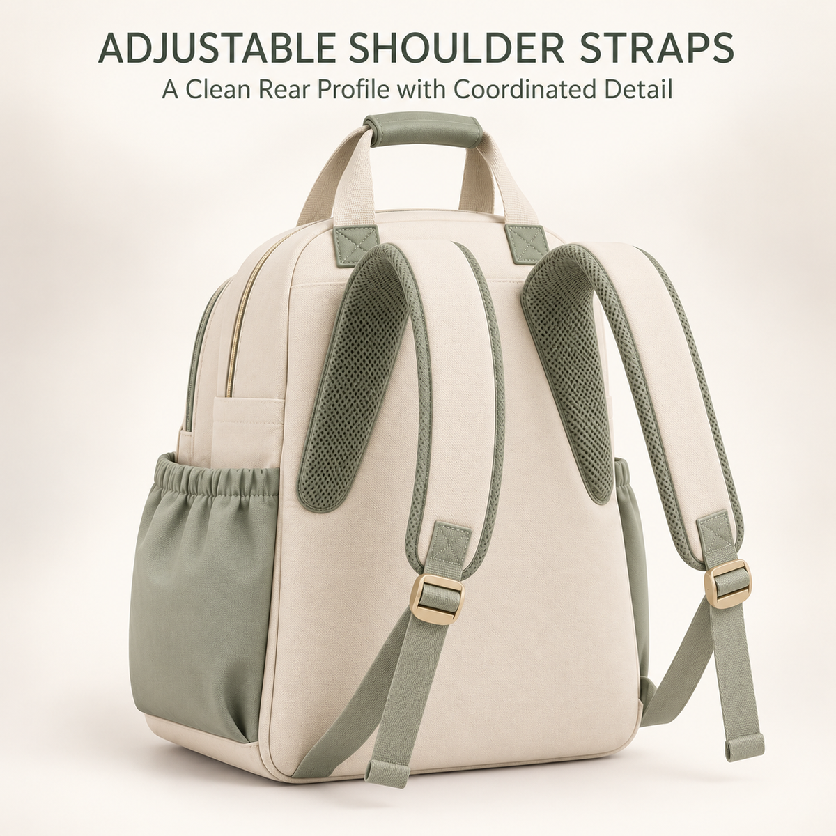 Skinkfine Cream and Sage Diaper Backpack – Multi-Pocket Baby Travel Bag