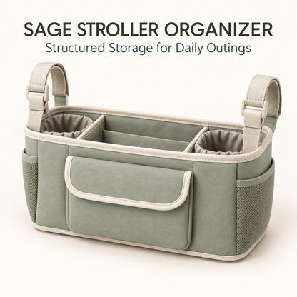 Skinkfine Sage Green Stroller Organizer – Multi-Compartment Hanging Storage Bag
