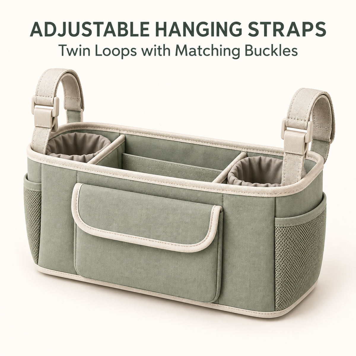 Skinkfine Sage Green Stroller Organizer – Multi-Compartment Hanging Storage Bag