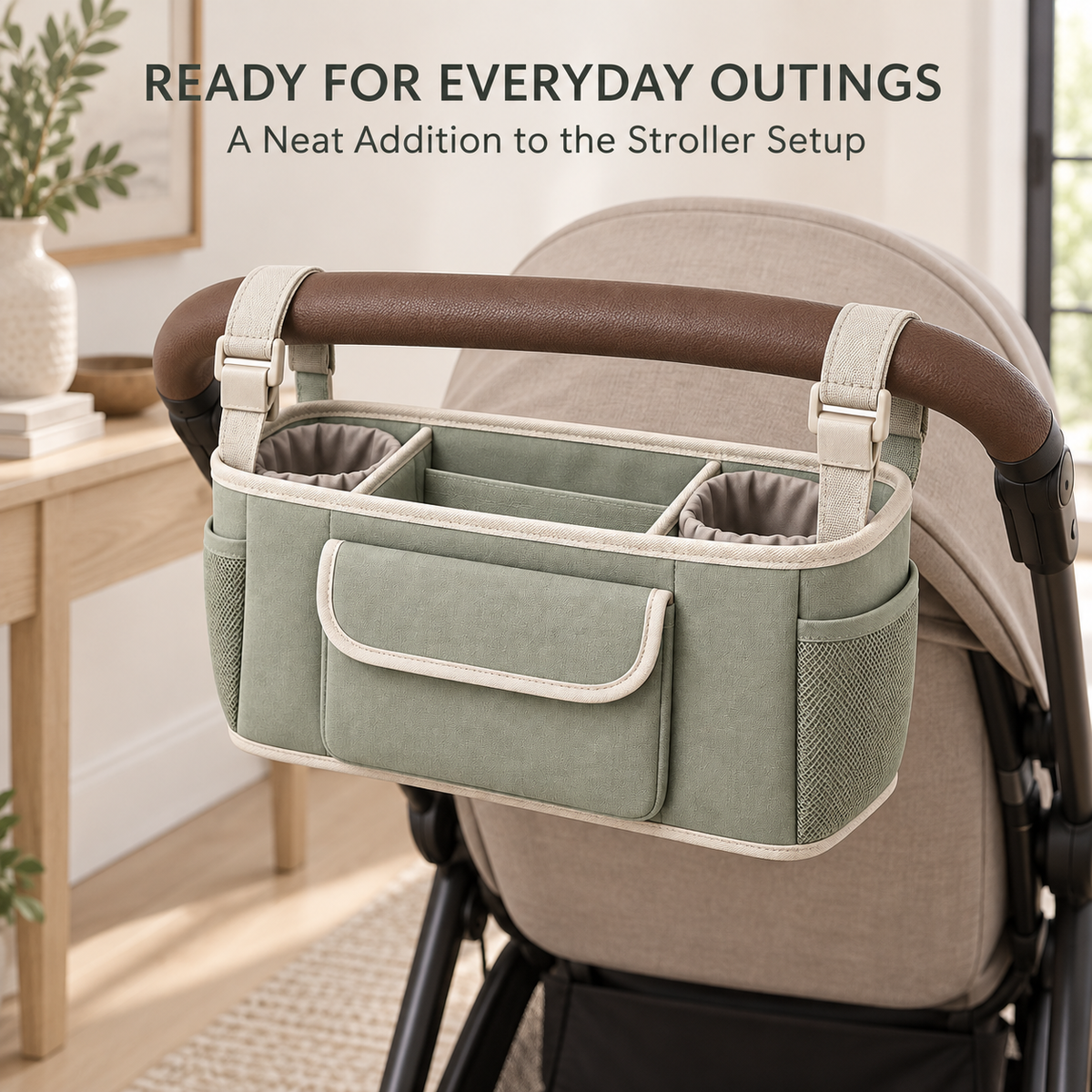 Skinkfine Sage Green Stroller Organizer – Multi-Compartment Hanging Storage Bag