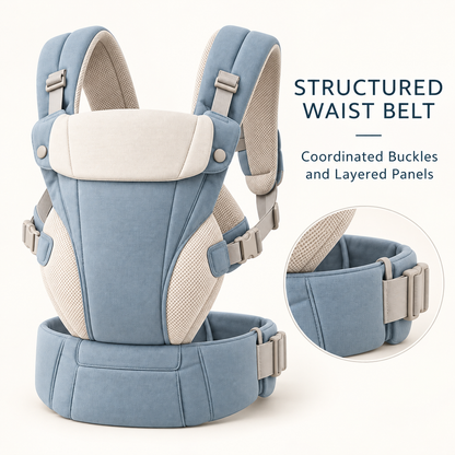 Skinkfine Blue Structured Baby Carrier – Adjustable Carrier with Wide Waist Belt