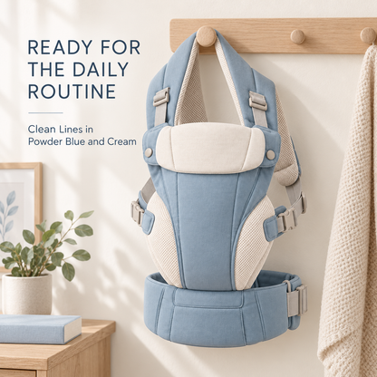 Skinkfine Blue Structured Baby Carrier – Adjustable Carrier with Wide Waist Belt