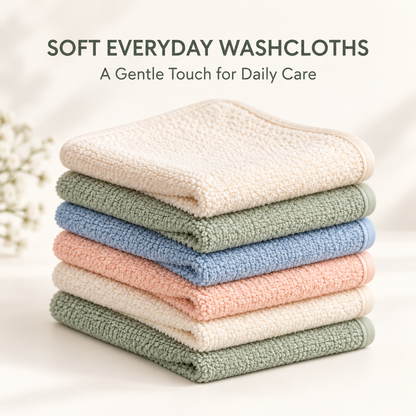 Skinkfine Pastel Baby Washcloths – Six-Piece Terry-Textured Cloth Set