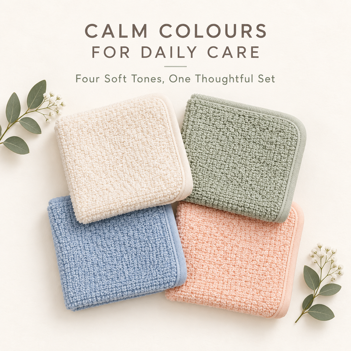 Skinkfine Pastel Baby Washcloths – Six-Piece Terry-Textured Cloth Set
