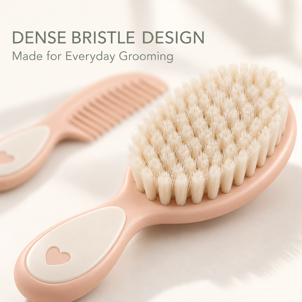 Skinkfine Peach Baby Brush and Wide-Tooth Comb – Two-Piece Grooming Set